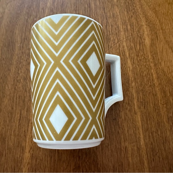 2013 Starbucks White Gold Coffee Mug Cup by Rosanna Art Deco Mid Century 12 oz - Picture 2 of 7